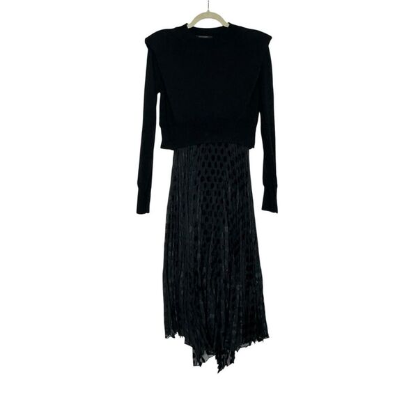 All Saints Leia Black Dott Midi Dress Wool Sweater Set | XS - Picture 3 of 14